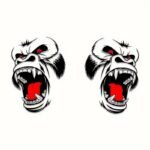 Set 2 stickere autoadezive Tuning in doua culori, model "Gorilla", dimensiune 70 x 47 cm, culoare Negru + Rosu - imagine 4