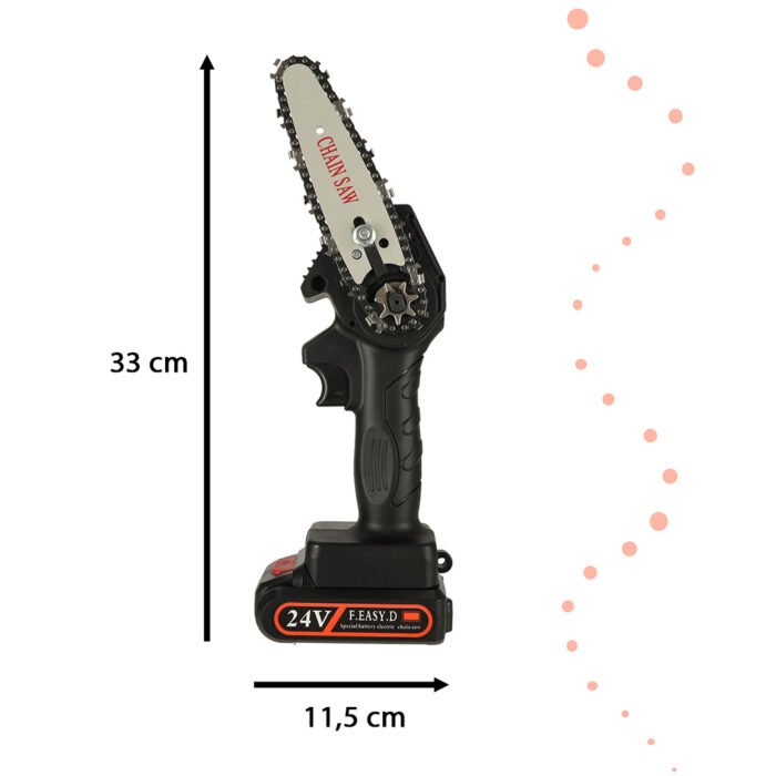 Mini ferastrau electric cu lant, baterie de 24V si valiza de transport - imagine 3
