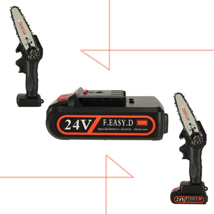 Mini ferastrau electric cu lant, baterie de 24V si valiza de transport - imagine 5